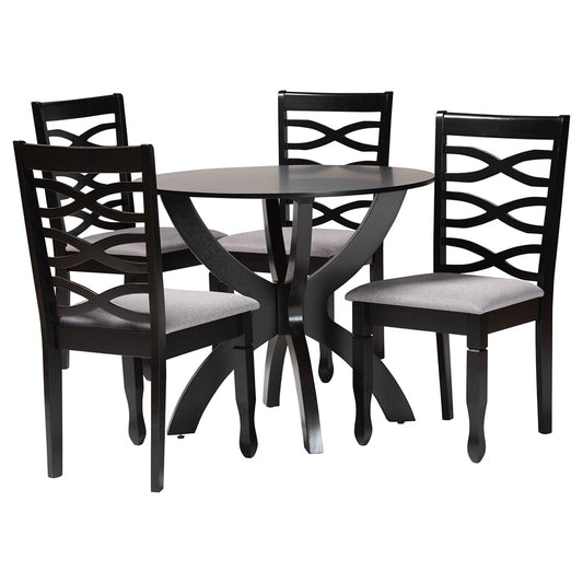 Baxton Studio - Aspen Dining Set in Grey/Dark Brown - Lia-Grey/Dark Brown-5PC Dining Set view 1