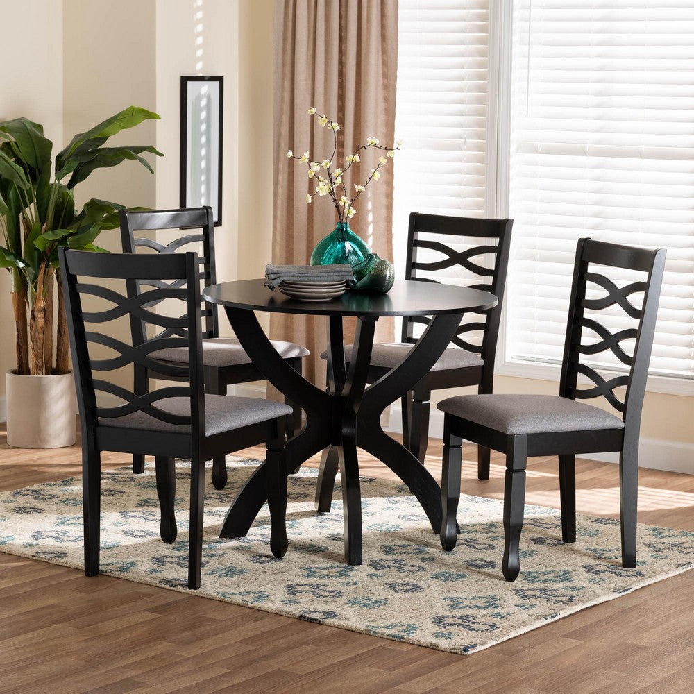 Baxton Studio - Aspen Dining Set in Grey/Dark Brown - Lia-Grey/Dark Brown-5PC Dining Set view 8