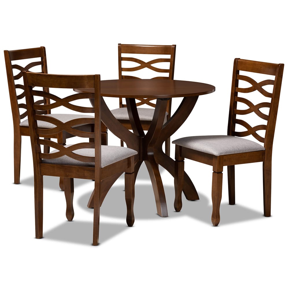 Baxton Studio - Aspen Dining Set in Grey/Walnut - Aspen-Grey/Walnut-5PC Dining Set view 1