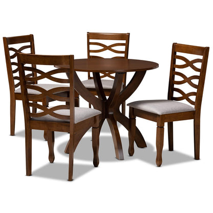 Baxton Studio - Aspen Dining Set in Grey/Walnut - Aspen-Grey/Walnut-5PC Dining Set view 1