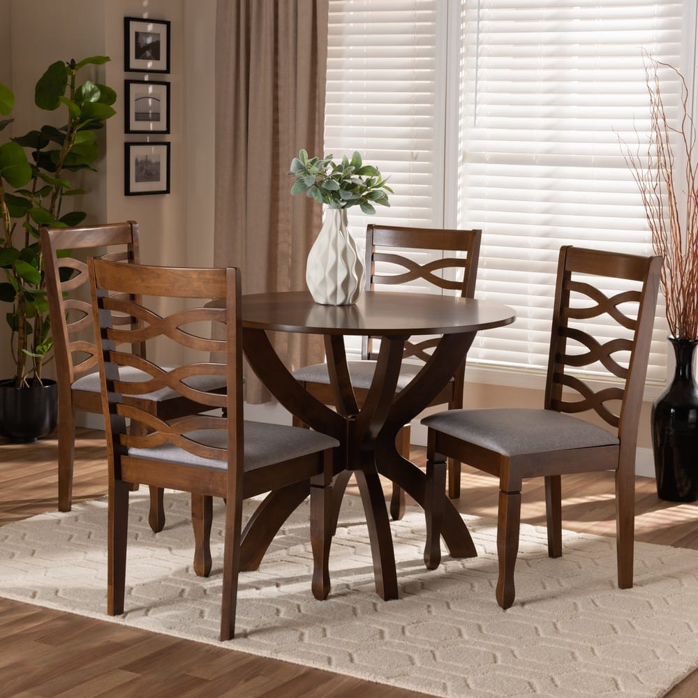 Baxton Studio - Aspen Dining Set in Grey/Walnut - Aspen-Grey/Walnut-5PC Dining Set view 7