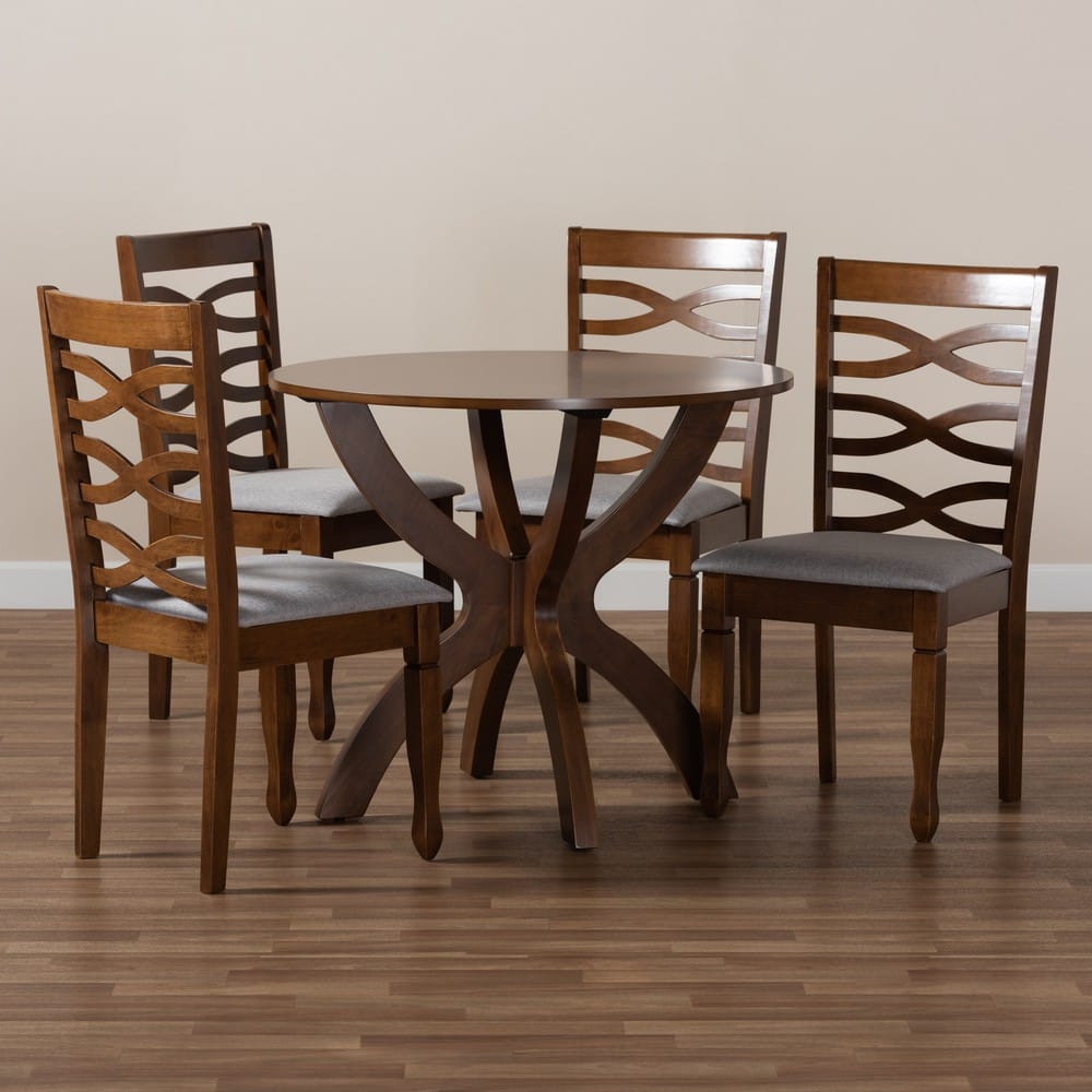 Baxton Studio - Aspen Dining Set in Grey/Walnut - Aspen-Grey/Walnut-5PC Dining Set view 8