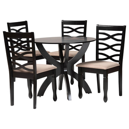 Baxton Studio - Aspen Dining Set in Sand/Dark Brown - Lia-Sand/Dark Brown-5PC Dining Set view 1