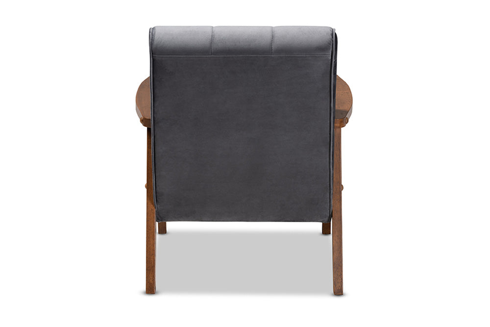 Baxton Studio - Asta Chair - TOGO-Grey Velvet/Walnut-CC view 4