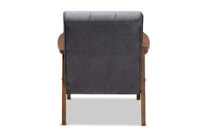 Baxton Studio - Asta Chair - TOGO-Grey Velvet/Walnut-CC view 4