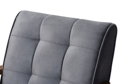Baxton Studio - Asta Chair - TOGO-Grey Velvet/Walnut-CC view 6