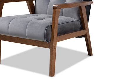 Baxton Studio - Asta Chair - TOGO-Grey Velvet/Walnut-CC view 7