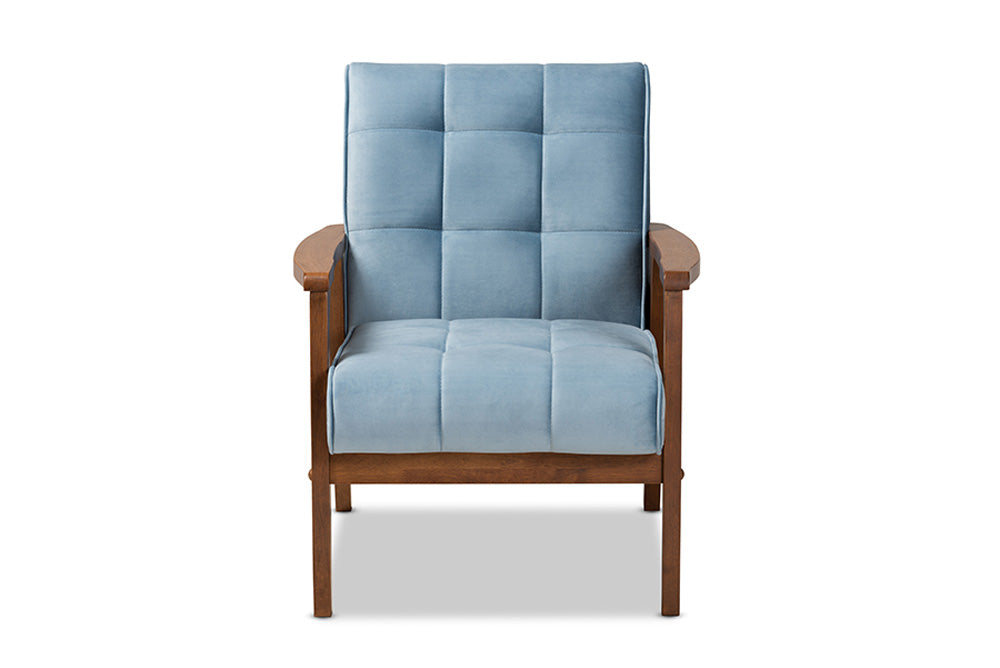 Baxton Studio - Asta Chair - TOGO-Light Blue Velvet/Walnut-CC view 2