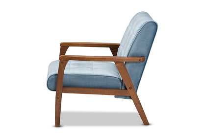 Baxton Studio - Asta Chair - TOGO-Light Blue Velvet/Walnut-CC view 3