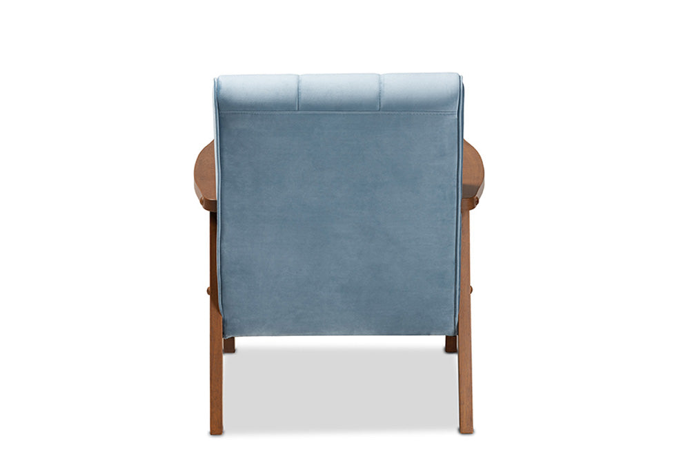 Baxton Studio - Asta Chair - TOGO-Light Blue Velvet/Walnut-CC view 4