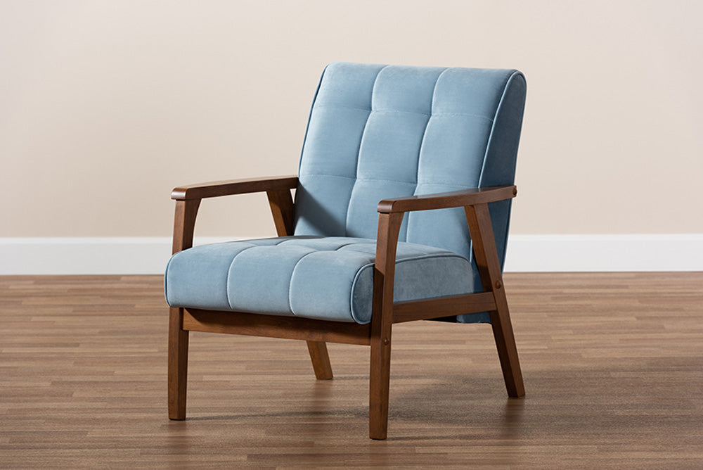 Baxton Studio - Asta Chair - TOGO-Light Blue Velvet/Walnut-CC view 8