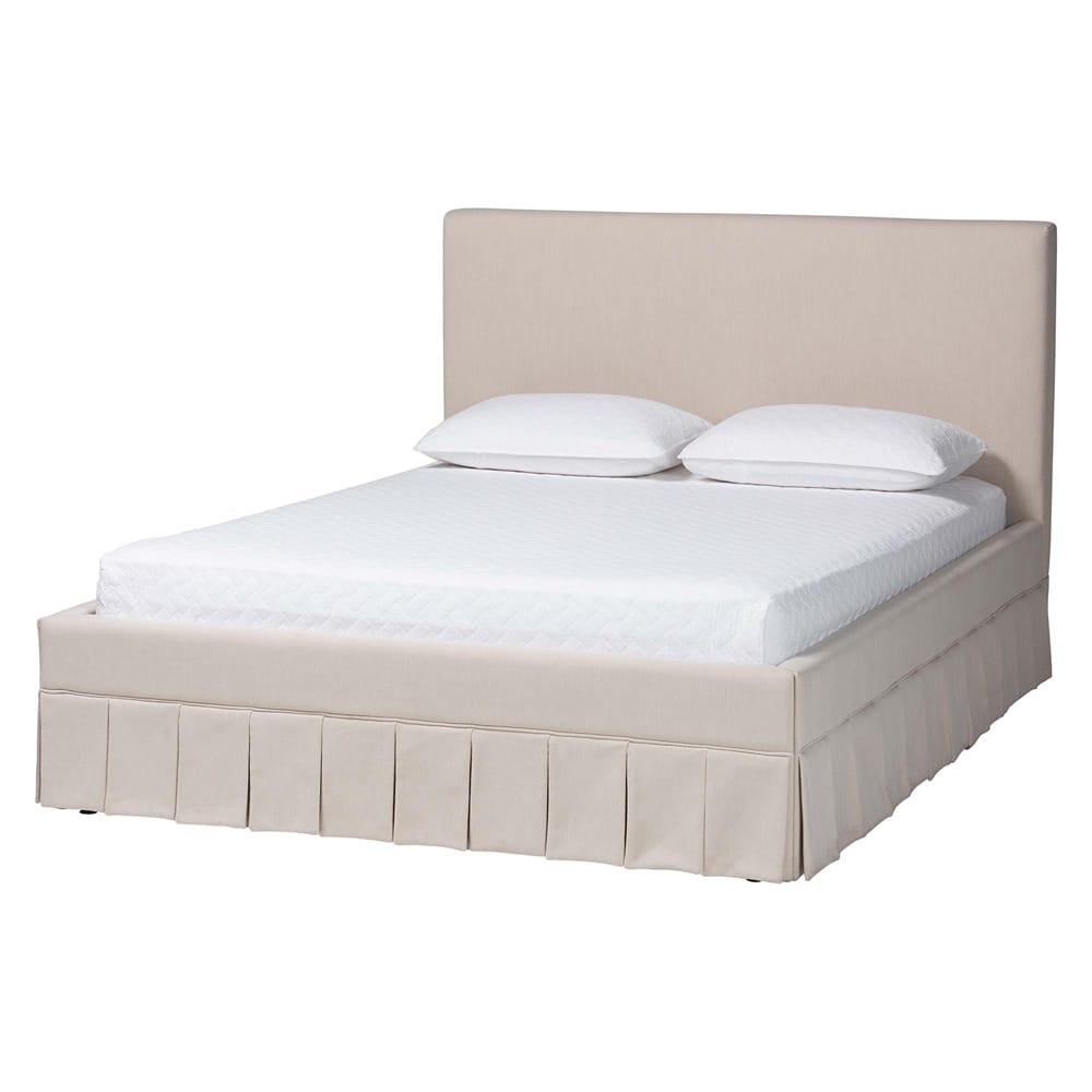 Baxton Studio - Astin Queen Size Bed in Beige - CF0022-5-Pleated Beige-Queen view 1