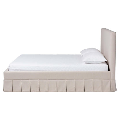 Baxton Studio - Astin Queen Size Bed in Beige - CF0022-5-Pleated Beige-Queen view 2
