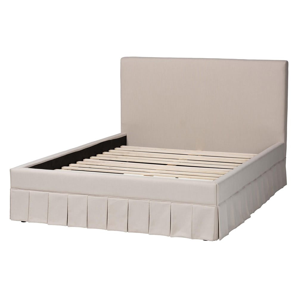 Baxton Studio - Astin Queen Size Bed in Beige - CF0022-5-Pleated Beige-Queen view 3