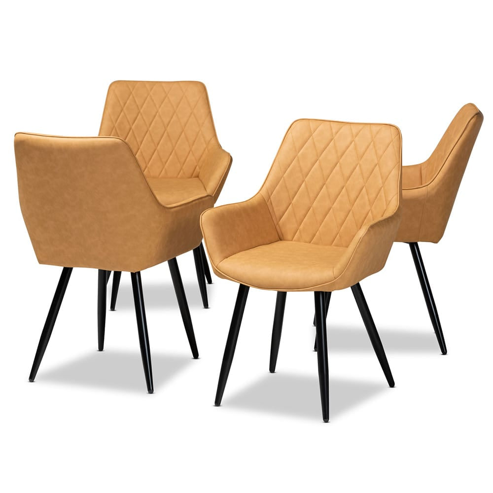Baxton Studio - Astrid Set of 4 Dining Chairs in Tan/Black - 19A09-Tan/Black-DC view 1