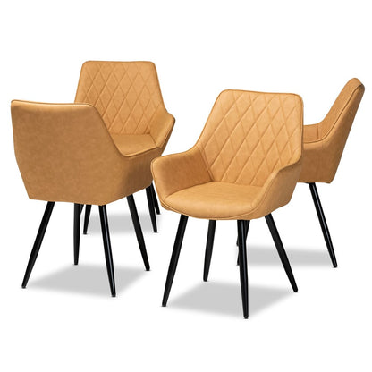 Baxton Studio - Astrid Set of 4 Dining Chairs in Tan/Black - 19A09-Tan/Black-DC view 1