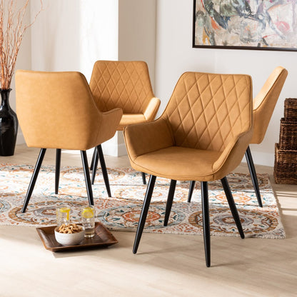 Baxton Studio - Astrid Set of 4 Dining Chairs in Tan/Black - 19A09-Tan/Black-DC view 5