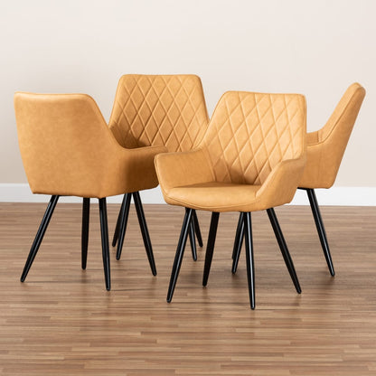 Baxton Studio - Astrid Set of 4 Dining Chairs in Tan/Black - 19A09-Tan/Black-DC view 6