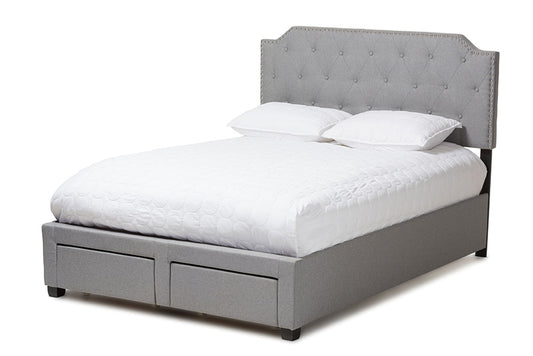 Baxton Studio - Aubrianne Queen Size Bed - WA8024-Gray-Queen view 1