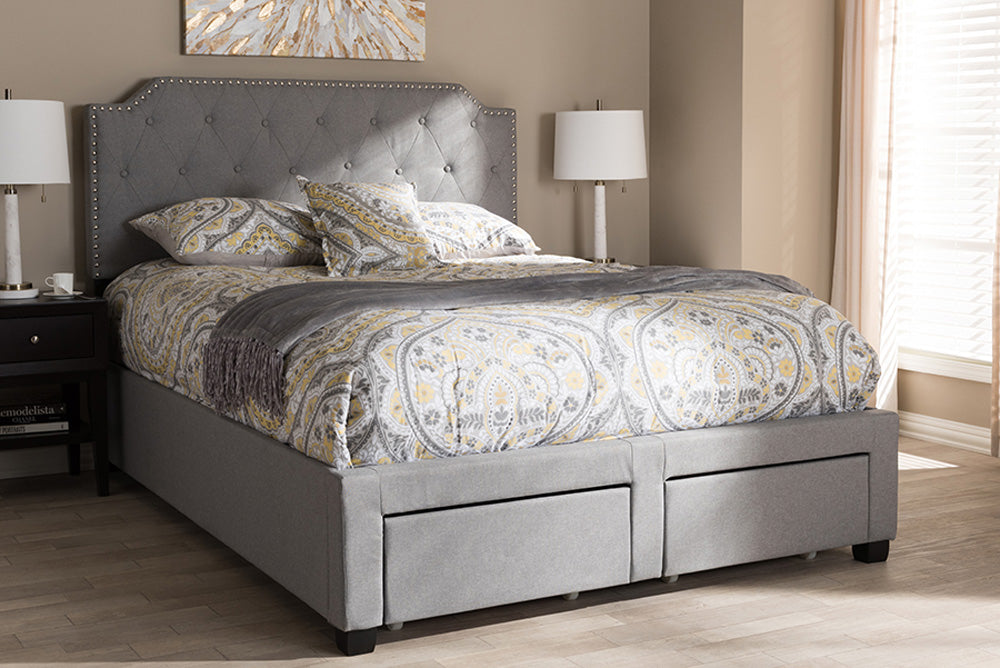 Baxton Studio - Aubrianne Queen Size Bed - WA8024-Gray-Queen view 10