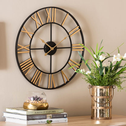 Baxton Studio - Auden Clock in Gold/Black - JY23B456-Metal Wall-Clock view 3
