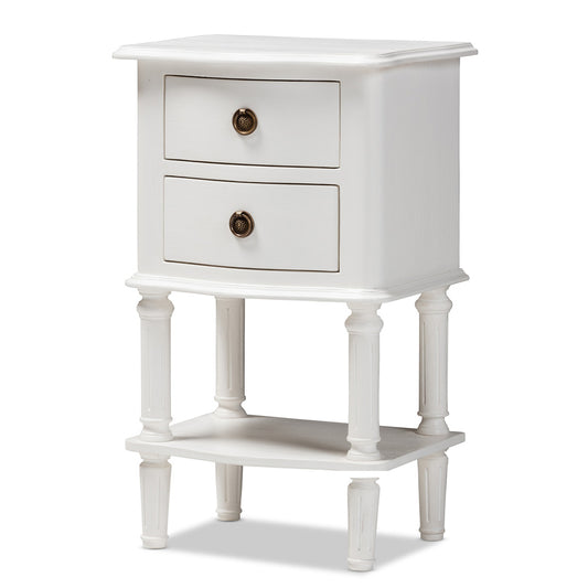 Baxton Studio - Audrey Nightstand in White - GLA5-White-NS view 1