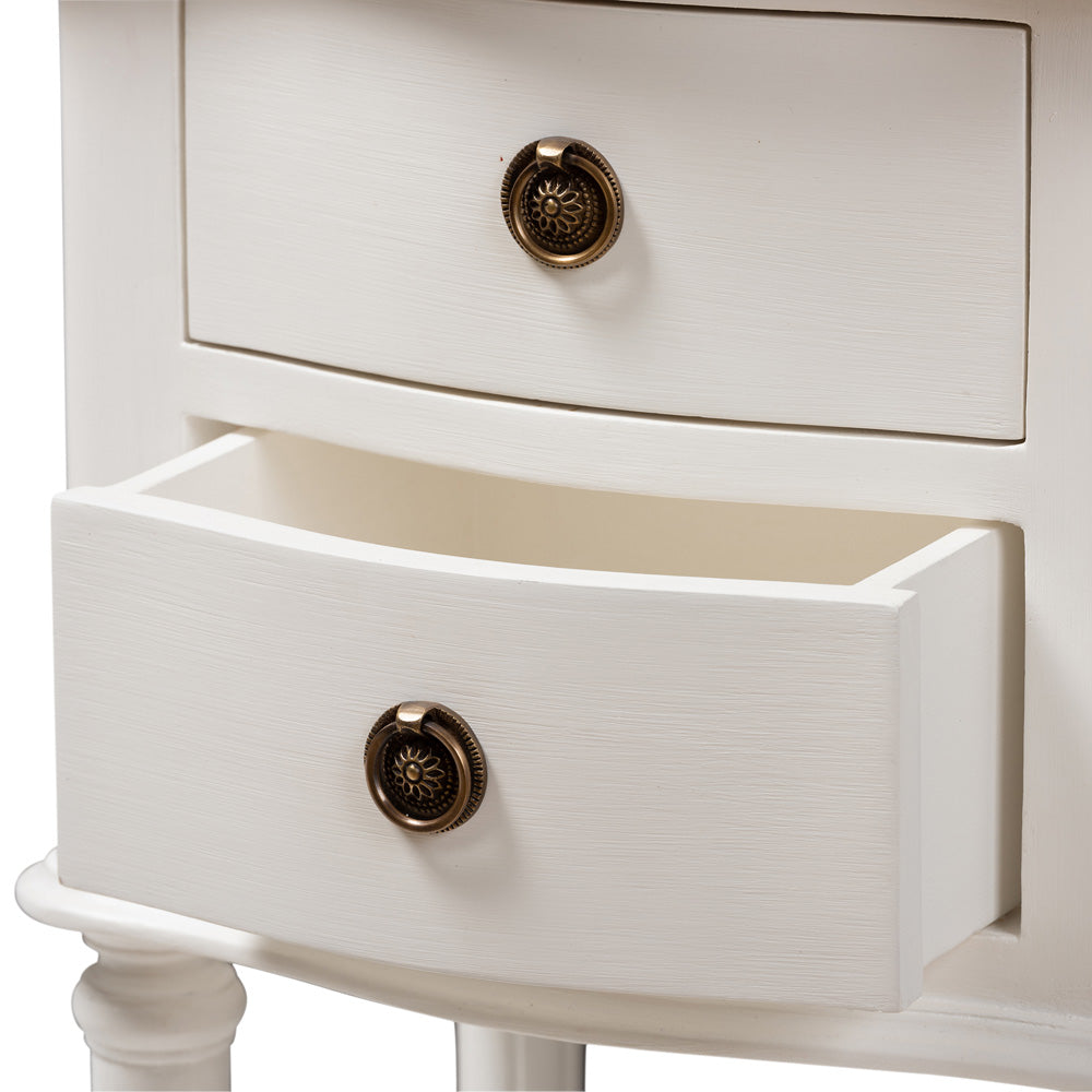Baxton Studio - Audrey Nightstand in White - GLA5-White-NS view 6