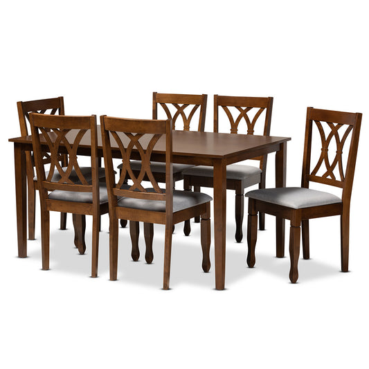 Baxton Studio - Augustine Dining Set in Grey/Walnut Brown - RH316C-Grey/Walnut-7PC Dining Set view 1