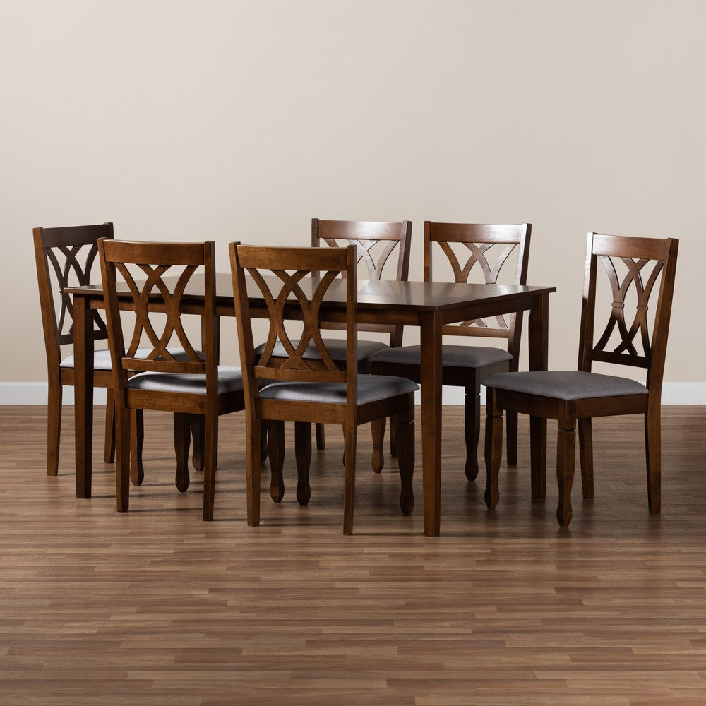 Baxton Studio - Augustine Dining Set in Grey/Walnut Brown - RH316C-Grey/Walnut-7PC Dining Set view 8