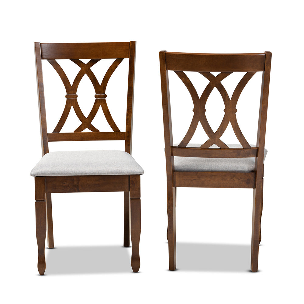 Baxton Studio - Augustine Set of 2 Dining Chairs in Grey/Walnut Brown - RH316C-Grey/Walnut-DC-2PK view 2