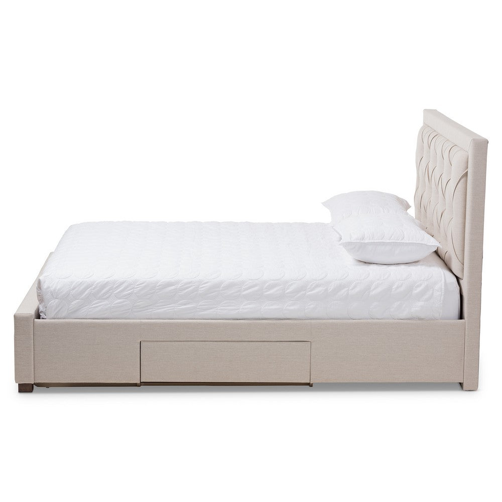Baxton Studio - Aurelie King Size Bed in Light Beige - CF8622-D-Light Beige-King view 3
