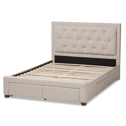 Baxton Studio - Aurelie King Size Bed in Light Beige - CF8622-D-Light Beige-King view 4