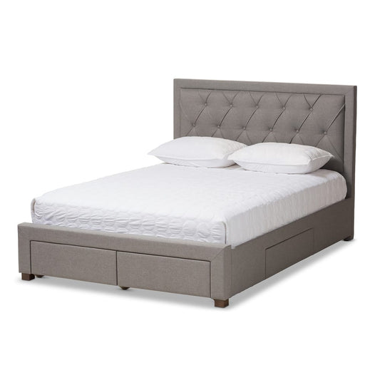 Baxton Studio - Aurelie King Size Bed in Light Grey - CF8622-D-Light Grey-King view 1