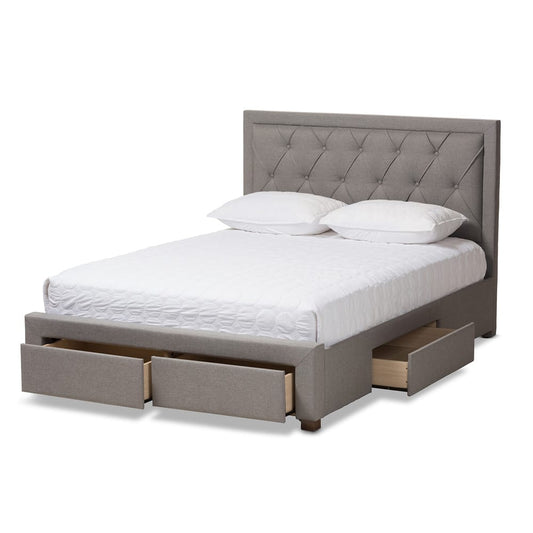 Baxton Studio - Aurelie King Size Bed in Light Grey - CF8622-D-Light Grey-King view 2