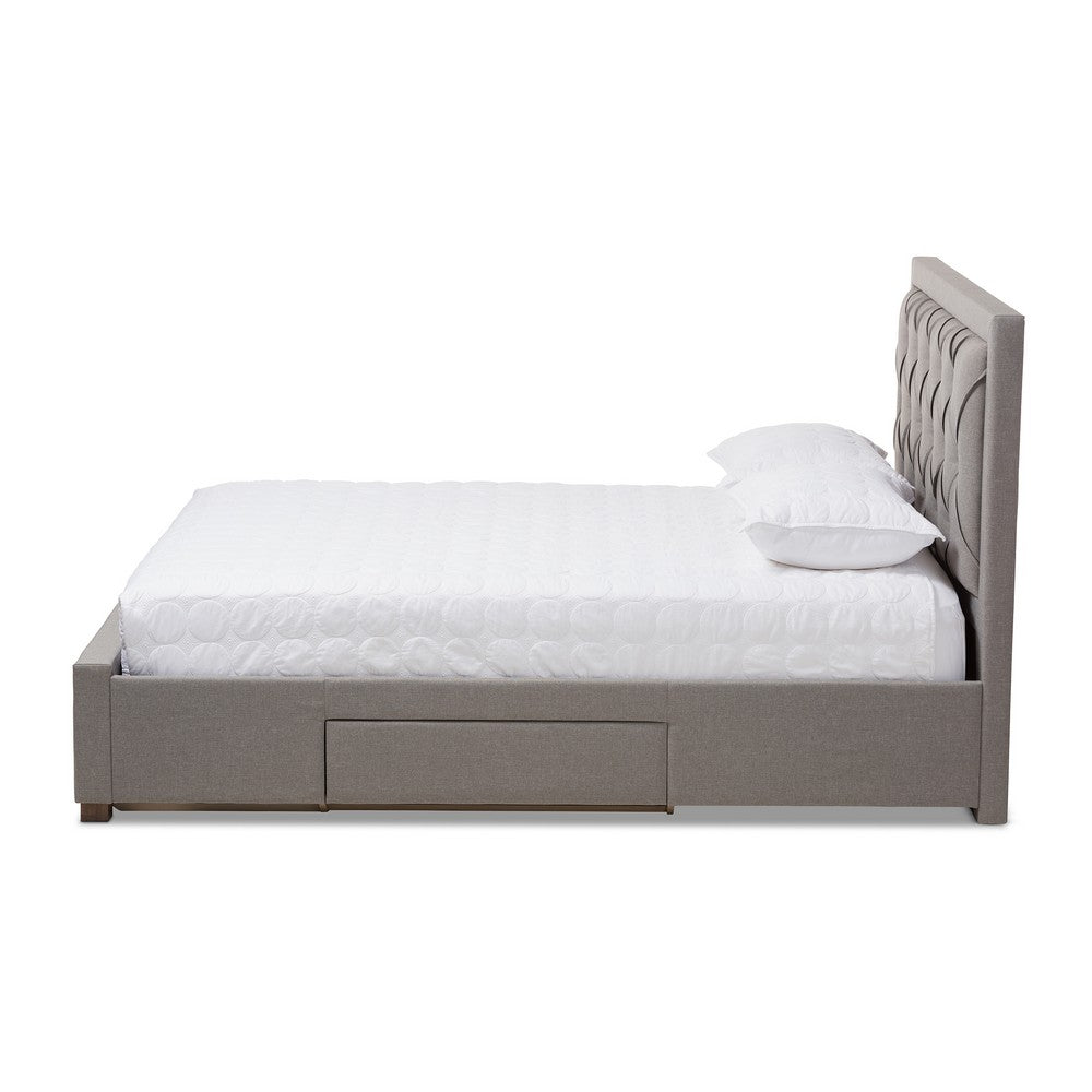 Baxton Studio - Aurelie King Size Bed in Light Grey - CF8622-D-Light Grey-King view 3