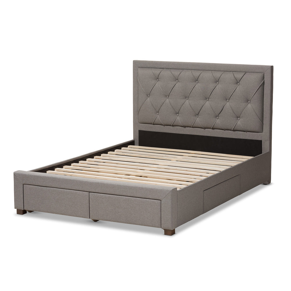 Baxton Studio - Aurelie King Size Bed in Light Grey - CF8622-D-Light Grey-King view 4
