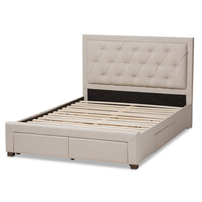 Baxton Studio - Aurelie Queen Size Bed in Light Beige - CF8622-D-Light Beige-Queen view 4