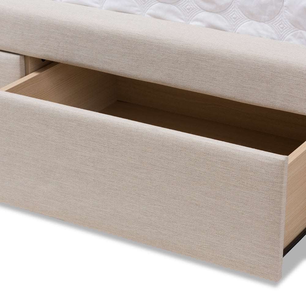 Baxton Studio - Aurelie Queen Size Bed in Light Beige - CF8622-D-Light Beige-Queen view 8
