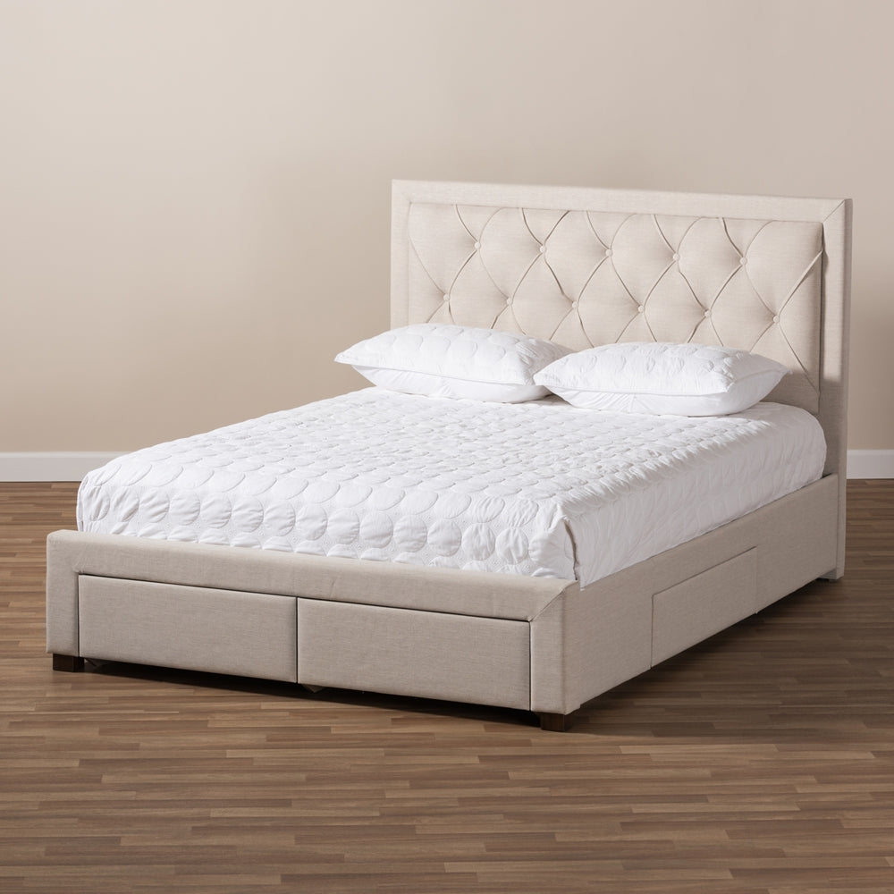 Baxton Studio - Aurelie Queen Size Bed in Light Beige - CF8622-D-Light Beige-Queen view 10