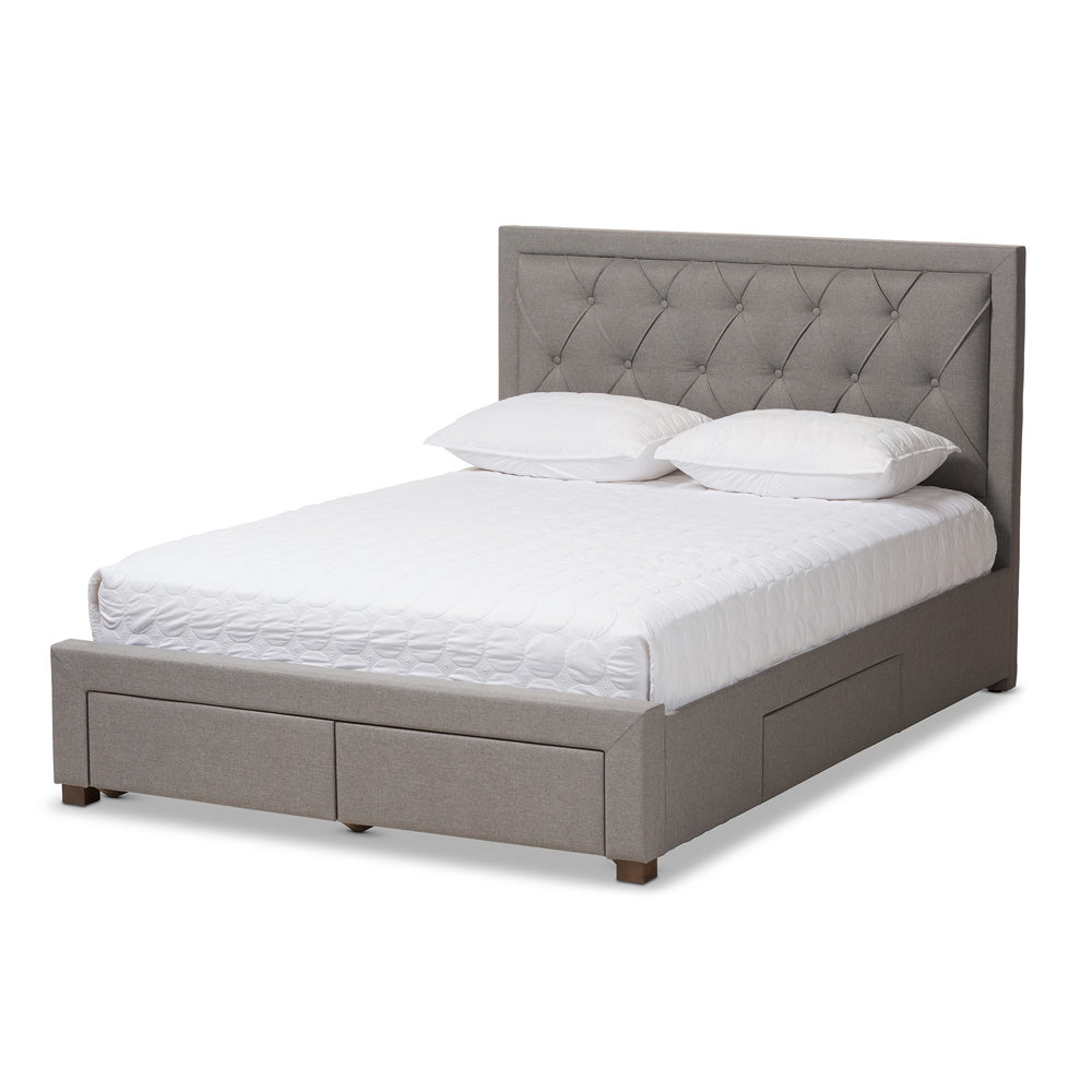 Baxton Studio - Aurelie Queen Size Bed in Light Grey - CF8622-D-Light Grey-Queen view 1