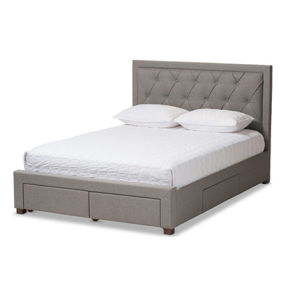 Baxton Studio - Aurelie Queen Size Bed in Light Grey - CF8622-D-Light Grey-Queen view 1