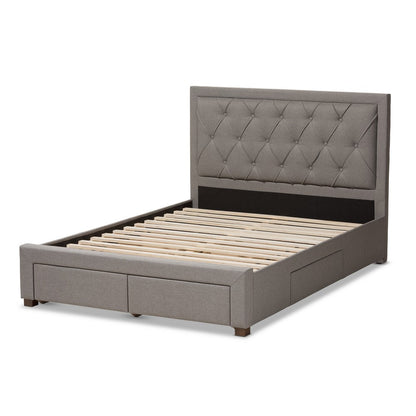 Baxton Studio - Aurelie Queen Size Bed in Light Grey - CF8622-D-Light Grey-Queen view 4