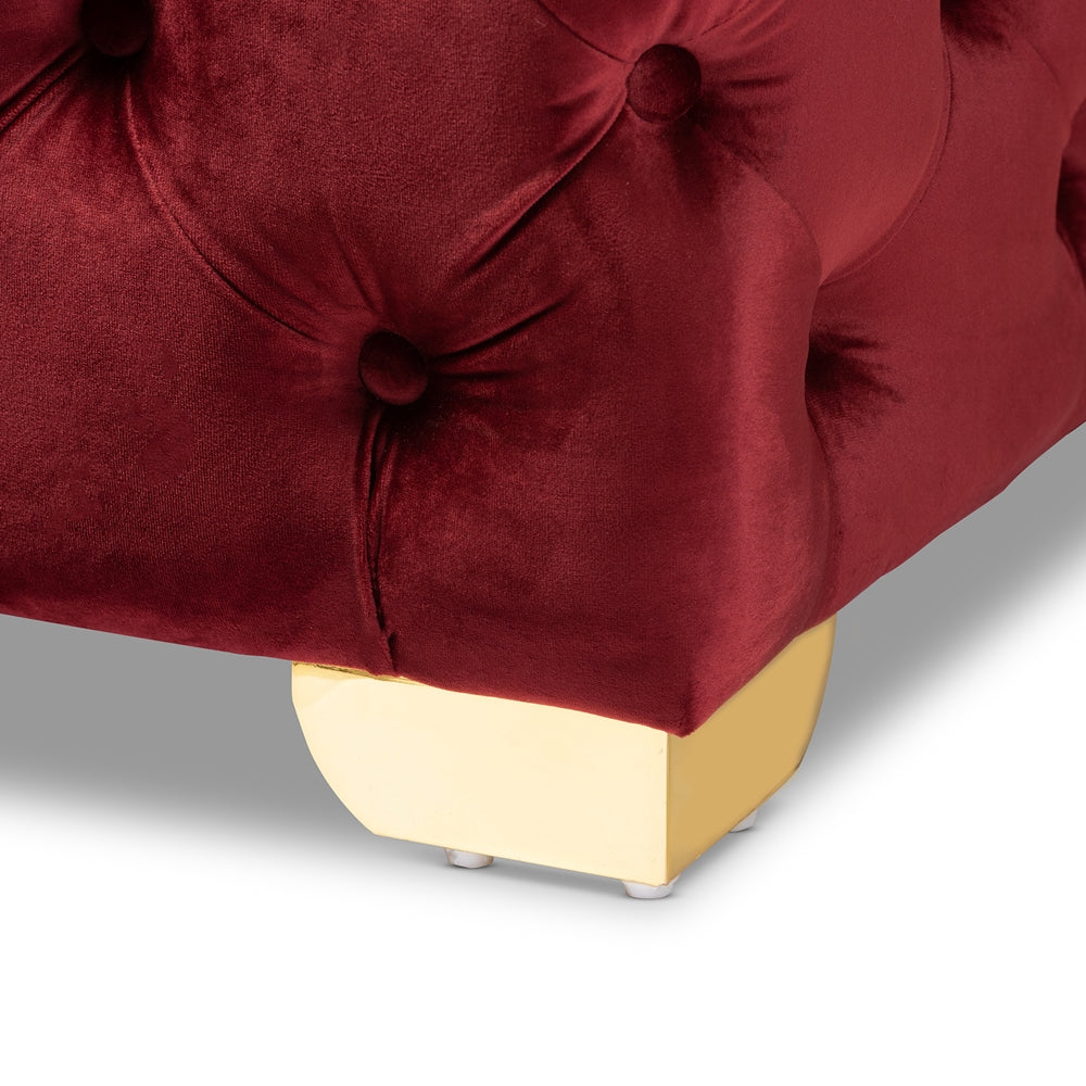 Baxton Studio - Avara Ottoman in Burgundy/Gold - TSFOT028-Burgundy/Gold-Otto view 4