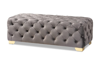 Baxton Studio - Avara Ottoman in Gray/Gold - TSFOT028-Slate Grey/Gold-Otto view 1