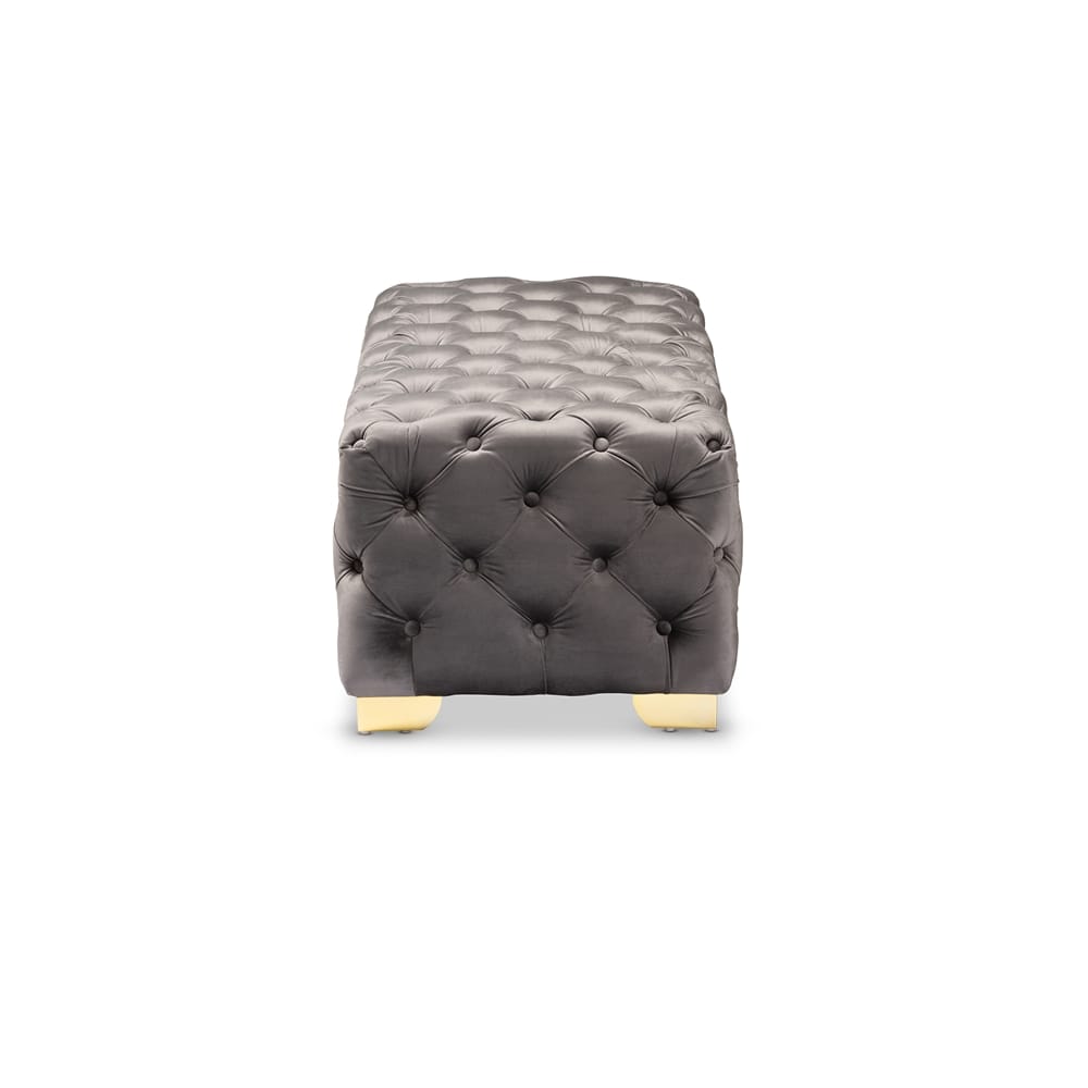 Baxton Studio - Avara Ottoman in Gray/Gold - TSFOT028-Slate Grey/Gold-Otto view 3
