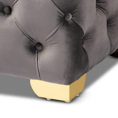 Baxton Studio - Avara Ottoman in Gray/Gold - TSFOT028-Slate Grey/Gold-Otto view 5