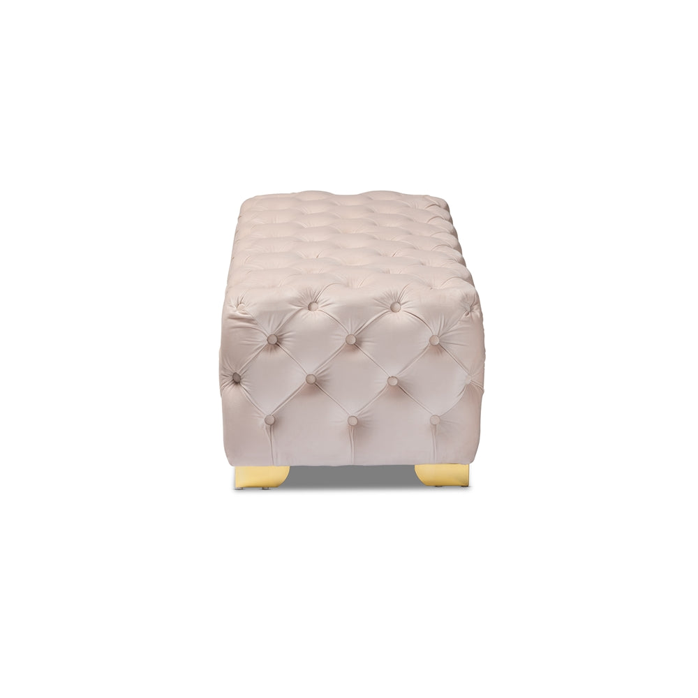 Baxton Studio - Avara Ottoman in Light Beige/Gold - TSFOT028-Light Beige/Gold-Otto view 3