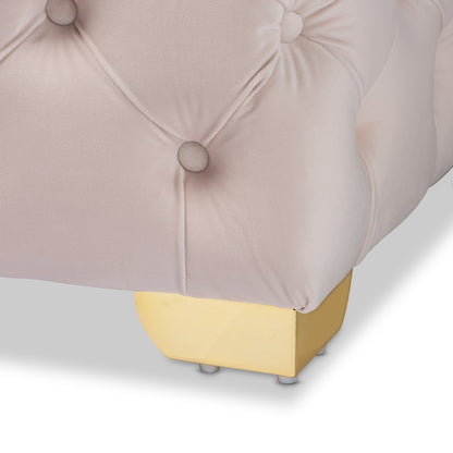 Baxton Studio - Avara Ottoman in Light Beige/Gold - TSFOT028-Light Beige/Gold-Otto view 5