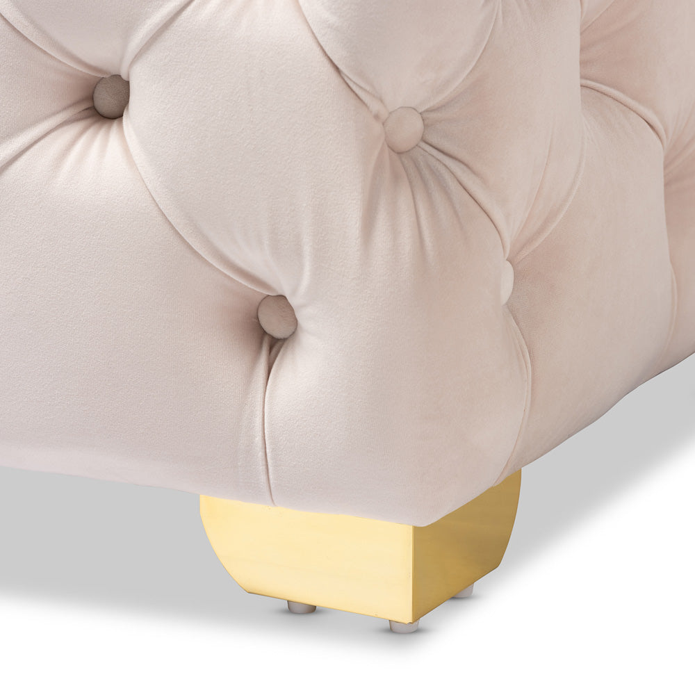 Baxton Studio - Avara Ottoman in Light Beige/Gold - TSFOT029-Light Beige/Gold-Otto view 4