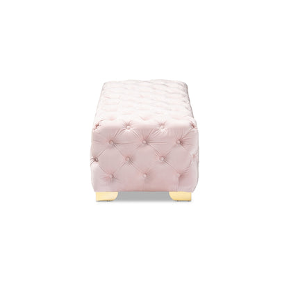Baxton Studio - Avara Ottoman in Light Pink/Gold - TSFOT028-Light Pink/Gold-Otto view 3